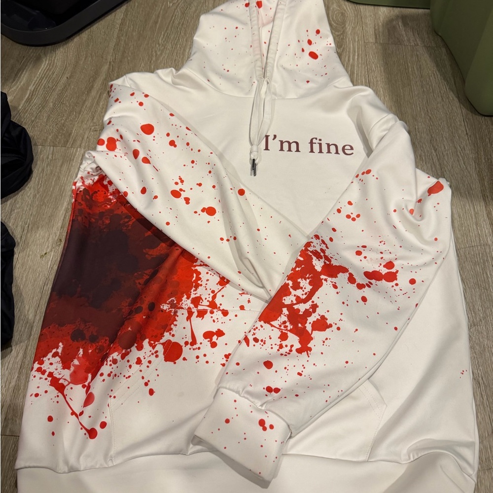 White and Red Splatter Hoodie